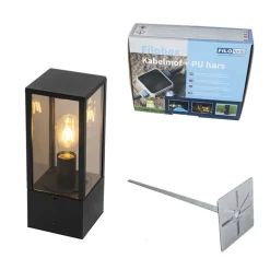 Stehende Außenleuchte schwarz mit Rauch 40 cm IP44 - Charlois