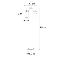 Stehende Außenleuchte schwarz 80 cm IP44 verstellbar 2-Licht - Duo