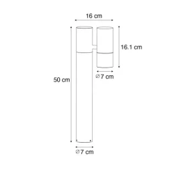 Stehende Außenleuchte schwarz 50 cm verstellbar - Duo