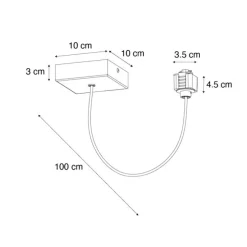 Stromzufuhr mit quadratischer Montageplatte für 1-phasige Schiene schwarz - Iconic