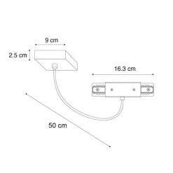 Stromzufuhr mit quadratischer Montageplatte für 1-phasige Schiene weiß - Iconic
