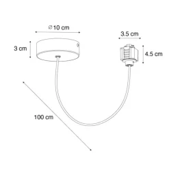 Stromzufuhr mit runder Montageplatte für 1-phasige Schiene weiß - Iconic