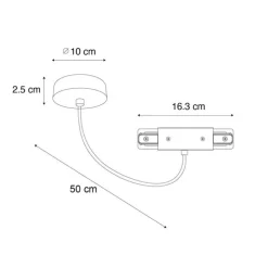 Stromzufuhr mit runder Montageplatte für 1-phasige Schiene weiß - Iconic