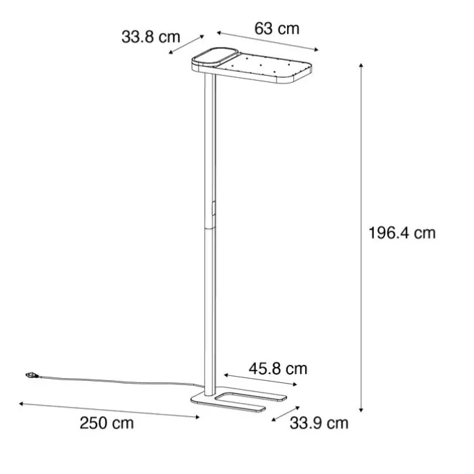 Tageslicht-Stehleuchte Schwarz Quadratisch inkl. LED und Dimmer - Guzo
