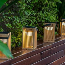 Tischleuchte aus Bambus inkl. LED Dimmbar IP54 Solar Wiederaufladbar mit Fernbedienung - Okinawa