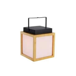 Tischleuchte aus Bambus mit Flammeneffekt inkl. LED IP44 Solar Wiederaufladbar - Vega