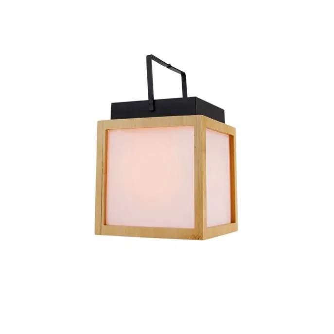 Tischleuchte aus Bambus mit Flammeneffekt inkl. LED IP44 Solar Wiederaufladbar - Vega