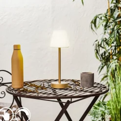 Tischleuchte aus Messing inkl. LED wiederaufladbar mit Touchdimmer - Renata