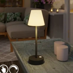 Tischleuchte dunkelgrau inkl. LED wiederaufladbar mit Touchdimmer - Renata