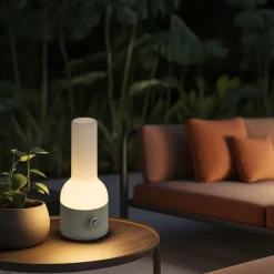 Tischleuchte für den Außenbereich beige mit weiß inkl. wiederaufladbarem LED IP44 - Haard