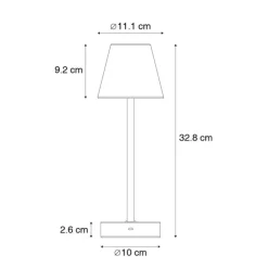 Tischleuchte grau inkl. LED wiederaufladbar mit Touchdimmer - Renata