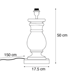 Tischleuchte im Landhausstil Holz natur ohne Lampenschirm - Catnip