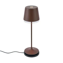 Tischleuchte Rostbraun inkl. LED IP65 Wiederaufladbar mit Ladestation - Bass
