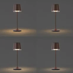 Tischleuchte Rostbraun inkl. LED IP65 Wiederaufladbar mit Ladestation - Bass
