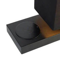 Tischleuchte schwarz mit schwarzem Schirm, Touchsensor und Wireless Charger - Romina