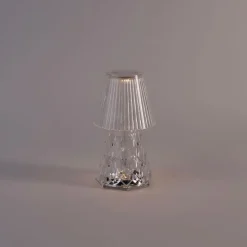 Tischleuchte transparentes Glas inkl. LED Wiederaufladbar IP44 - Lola 20 Lux