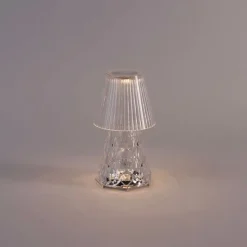 Tischleuchte transparentes Glas inkl. LED Wiederaufladbar IP44 - Lola 20 Lux