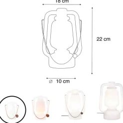 Tischleuchte weiß Flammeneffekt 22 cm - Storm Mini