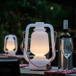 Tischleuchte weiß IP44 inkl. Bluetooth Lautsprecher - Storm Music