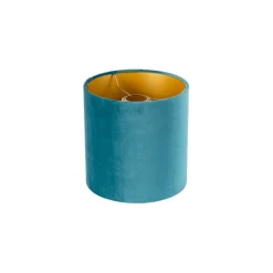 Velour Lampenschirm blau 20/20/20 mit goldener Innenseite