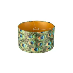 Velour Lampenschirm Pfau Design 35/35/20 mit goldenem Interieur