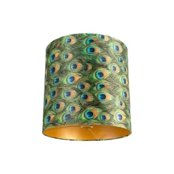 Velour Lampenschirm Pfau Design 40/40/40 mit goldenem Interieur