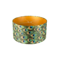 Velour Lampenschirm Pfau Design 50/50/25 mit goldenem Interieur