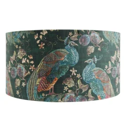 Velours-Lampenschirm pfauengrün 50/50/25 innen golden