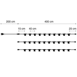 Verbindbare schwarze Lichterkette mit Stecker 18m inkl. E27 30-Lichter IP44 - Lubber