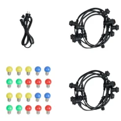 Verbindbare schwarze Lichterkette mit Stecker 10m inkl. E27 20-Lichter IP44 - Lubber