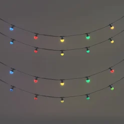 Verbindbare schwarze Lichterkette mit Stecker 10m inkl. E27 20-Lichter IP44 - Lubber