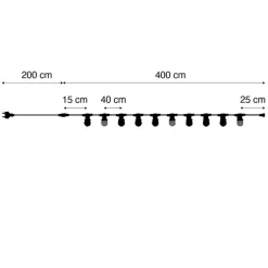 Verbindbare schwarze Lichterkette mit Stecker 6m inkl. E27 Multicolor 10-Lichter IP54 - Lubber