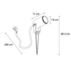 Verstellbarer schwarzer Spike-Strahler IP65 - Solo Eco