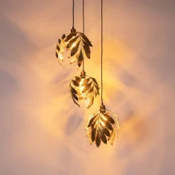 Vintage Hängelampe Antik Gold rund 3-flammig - Linde