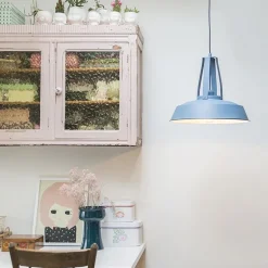 Vintage Hängelampe Blau Rund 43cm - Living