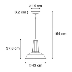 Vintage Hängelampe Blau Rund 43cm - Living