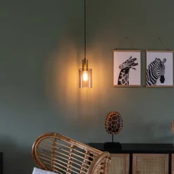 Vintage Hängelampe Messing mit Rauchglas - Vidra