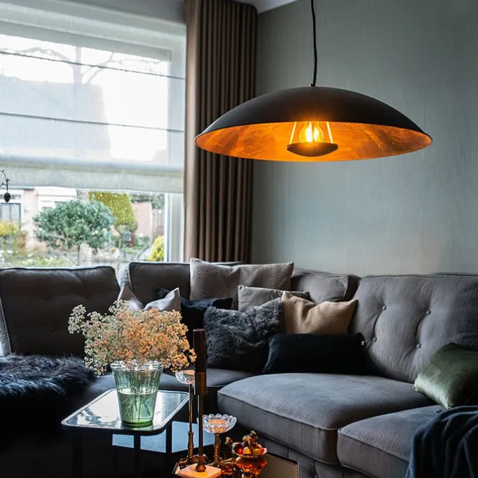 Vintage Hängelampe schwarz mit Gold 60 cm - Emilienne Novo