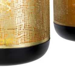 Vintage Hängelampe schwarz mit Messing länglich 3-flammig - Kayleigh