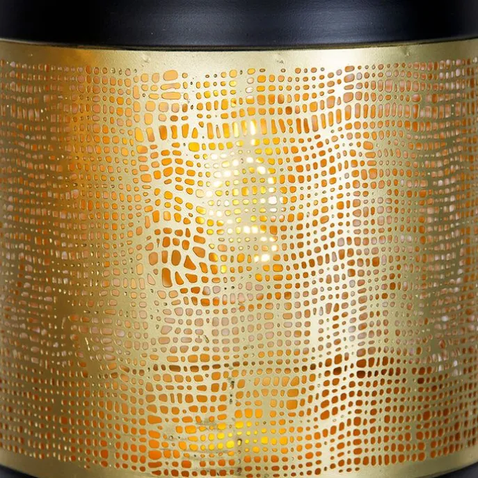 Vintage Hängelampe schwarz mit Messing länglich 3-flammig - Kayleigh