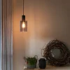 Vintage Hängelampe schwarz mit Rauchglas - Vidra