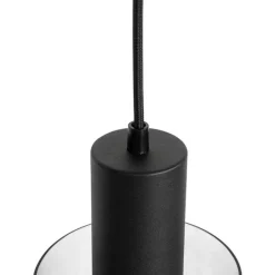 Vintage Hängelampe schwarz mit Rauchglas - Vidra