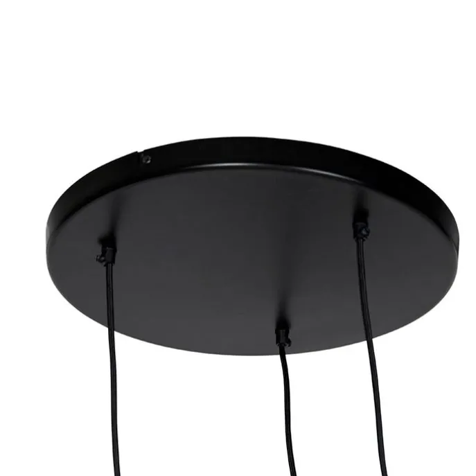 Vintage Hängelampe schwarz mit Messing rund 3-flammig - Kayleigh