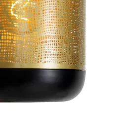 Vintage Hängelampe schwarz mit Messing rund 3-flammig - Kayleigh