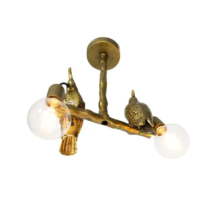 Vintage Messing Deckenlampe 2-flammig - Papegoje