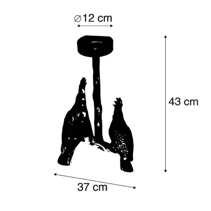 Vintage Messing Deckenlampe 2-flammig - Papegoje