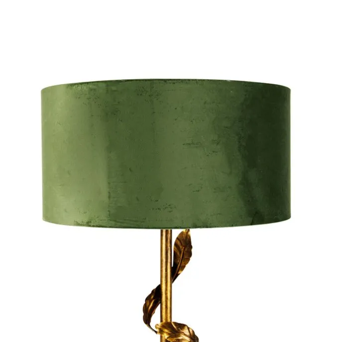 Vintage Stehlampe Antik Gold mit grünem Schirm - Linden