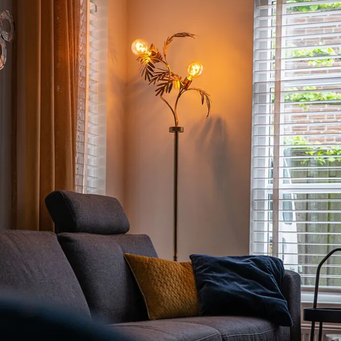 Vintage Stehlampe Gold 2-Licht - Botanica