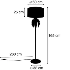 Vintage Stehlampe Gold mit schwarzem Samtschirm 50 cm - Botanica