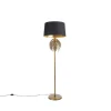 Vintage Stehlampe Gold mit Baumwollschirm schwarz - Botanica